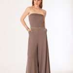 Tuta elegante donna Siste's tortora con pantalone palazzo