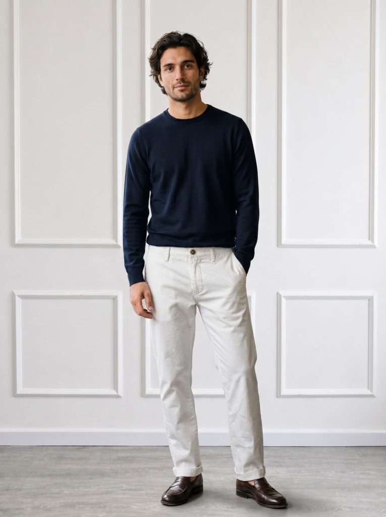 Pantalone elegante uomo Gianni Lupo chino bianco slim fit