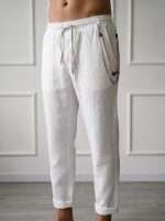 Pantalone elegante uomo Gianni Lupo bianco con coulisse