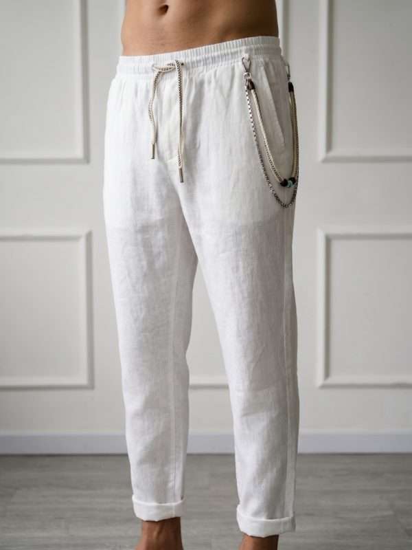 Pantalone elegante uomo Gianni Lupo bianco con coulisse