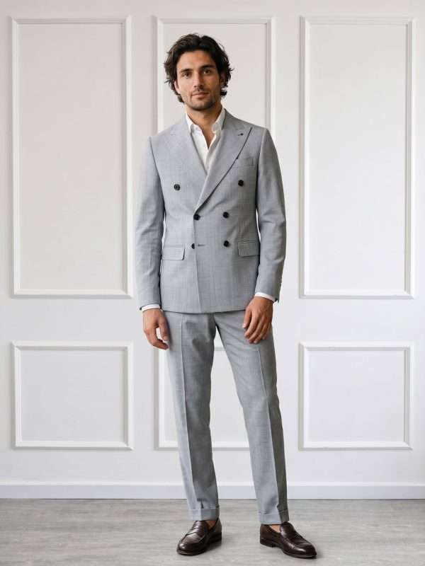 Abito elegante uomo grigio doppiopetto Adriano Langella