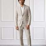 Abito uomo Gianni Lupo beige chiaro in misto lino