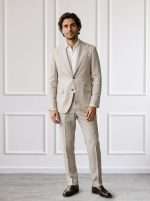 Abito uomo Gianni Lupo beige chiaro in misto lino
