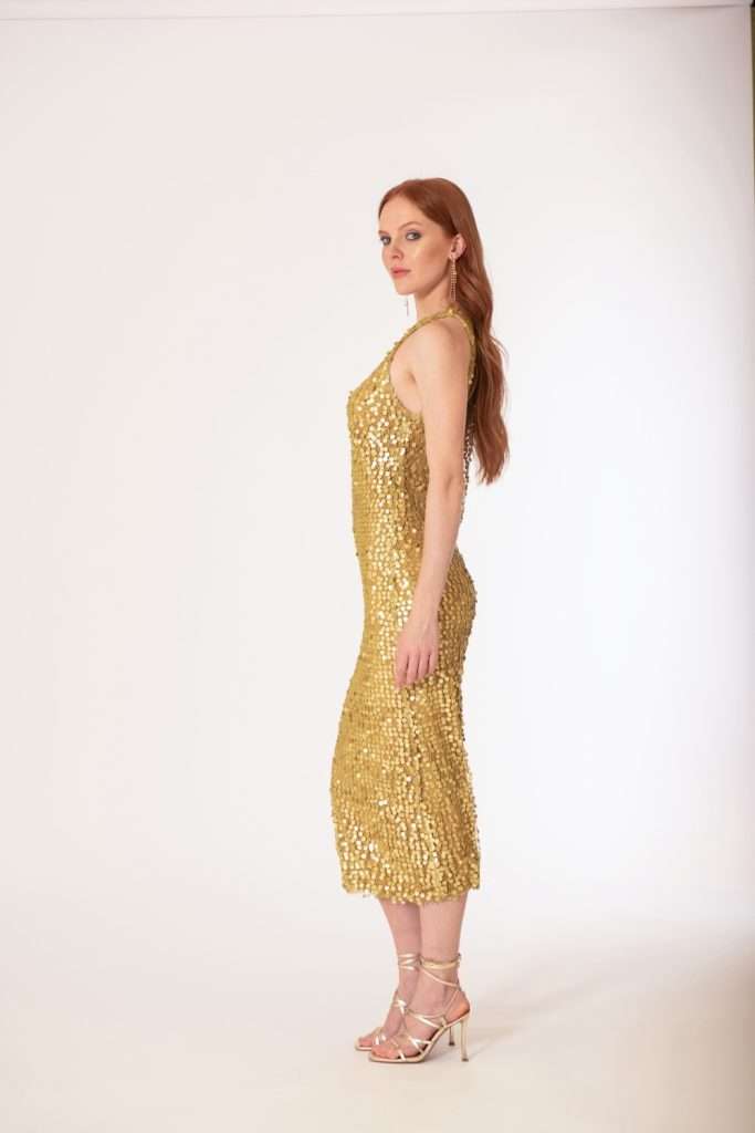 Abito elegante donna Siste's oro con paillettes
