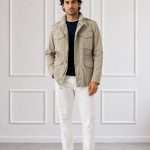 Giubbino uomo Gianni Lupo beige con quattro tasche