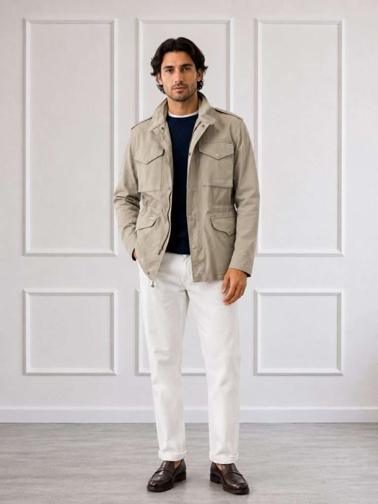 Giubbino uomo Gianni Lupo beige con quattro tasche