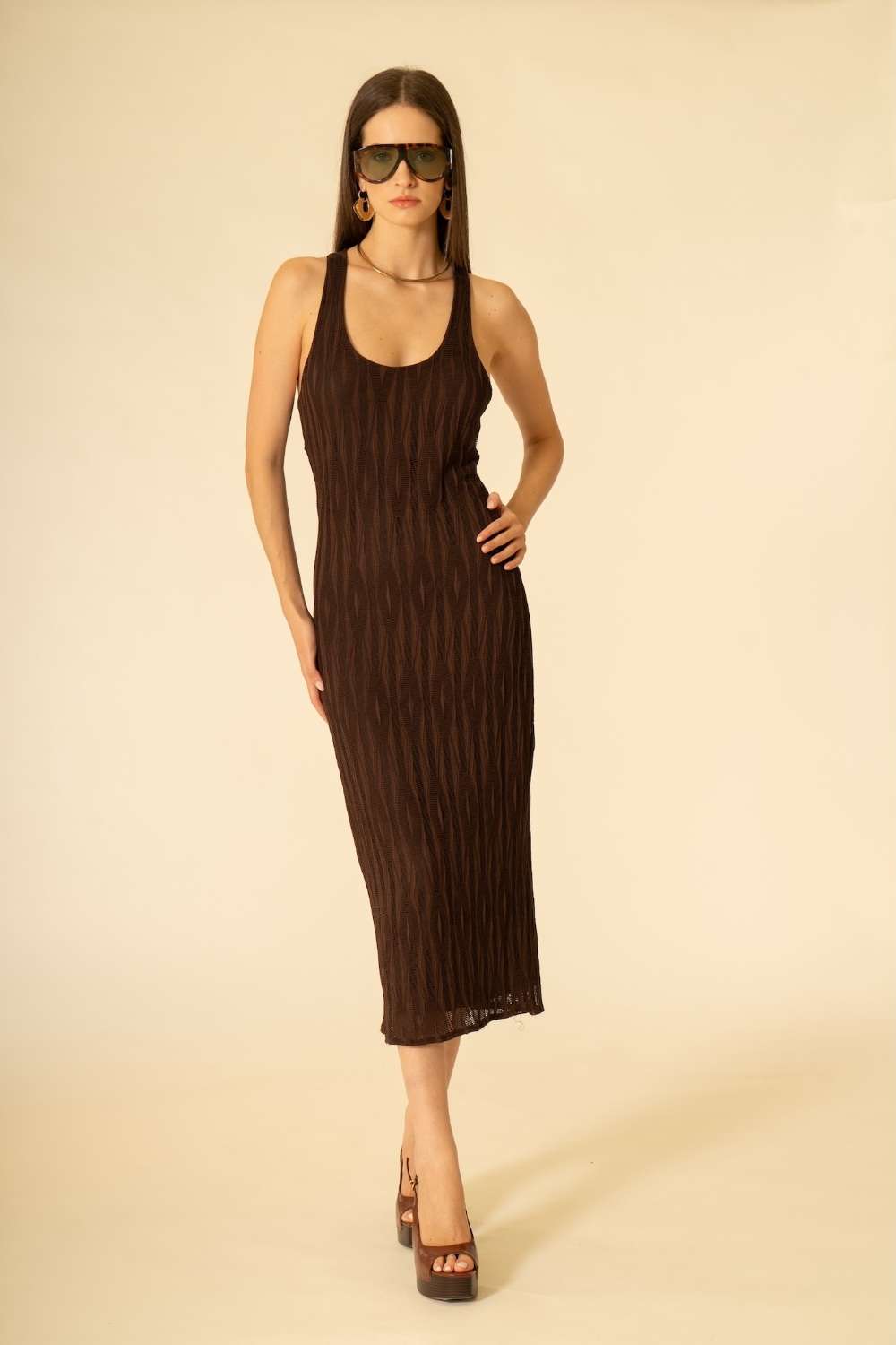 Abito Midi Elegante Donna Siste's Testa di Moro Abito midi elegante donna Siste's testa di moro