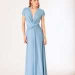 Abito elegante donna Siste's in lurex azzurro con scollo a V
