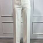 Pantalone palazzo elegante da donna Maryley panna a vita alta