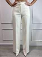 Pantalone palazzo elegante da donna Maryley panna a vita alta