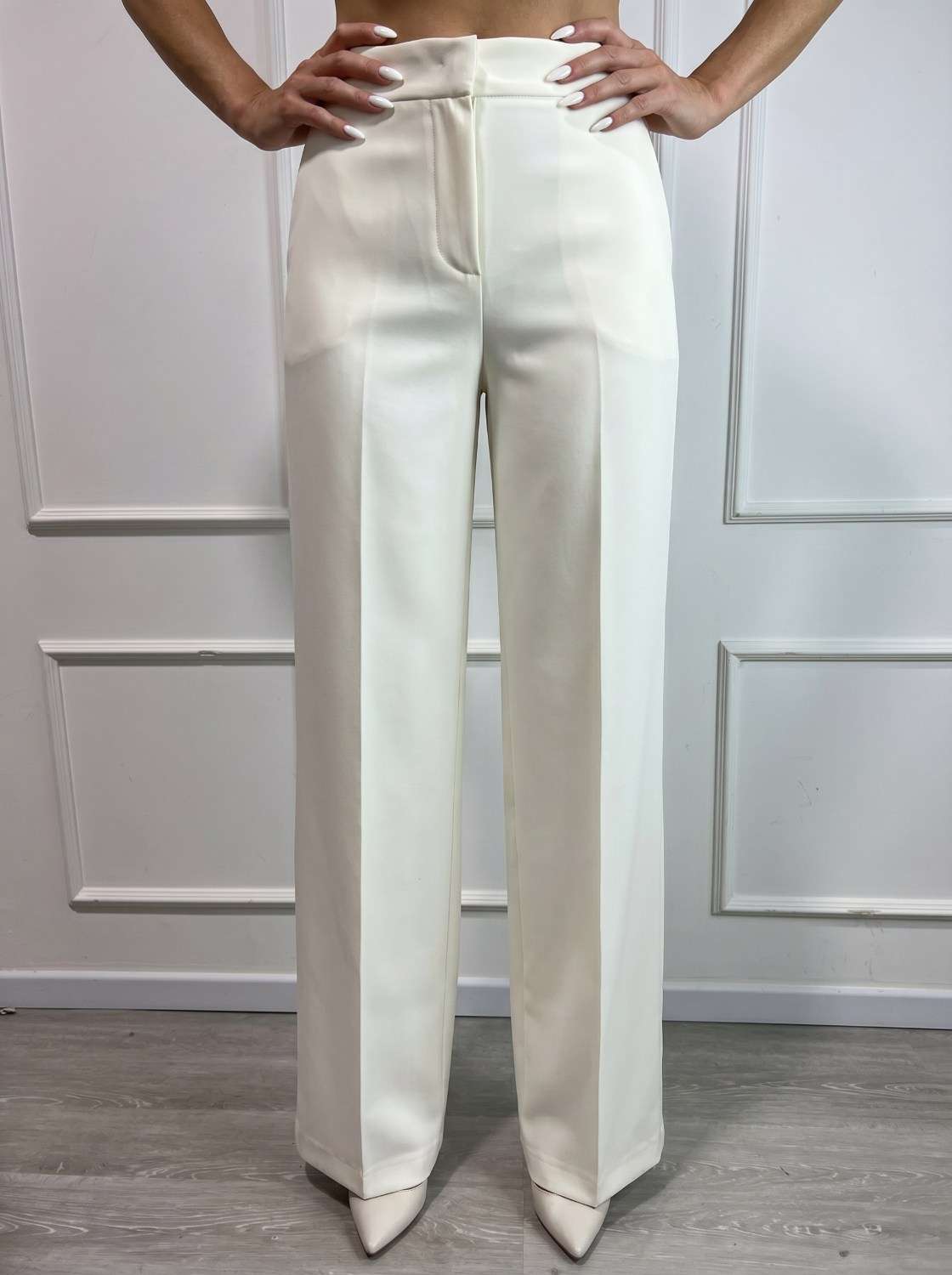 Pantalone Palazzo Elegante Donna Maryley Panna Pantalone palazzo elegante da donna Maryley panna a vita alta