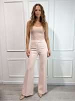 Pantalone palazzo elegante da donna Maryley rosa cipria a vita alta