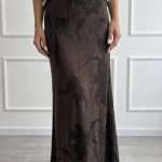 Gonna lunga elegante da donna Antonello Serio con fantasia floreale marrone