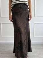 Gonna lunga elegante da donna Antonello Serio con fantasia floreale marrone
