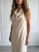 Abito lungo elegante da donna Operà Fashion Cady Fluid color panna