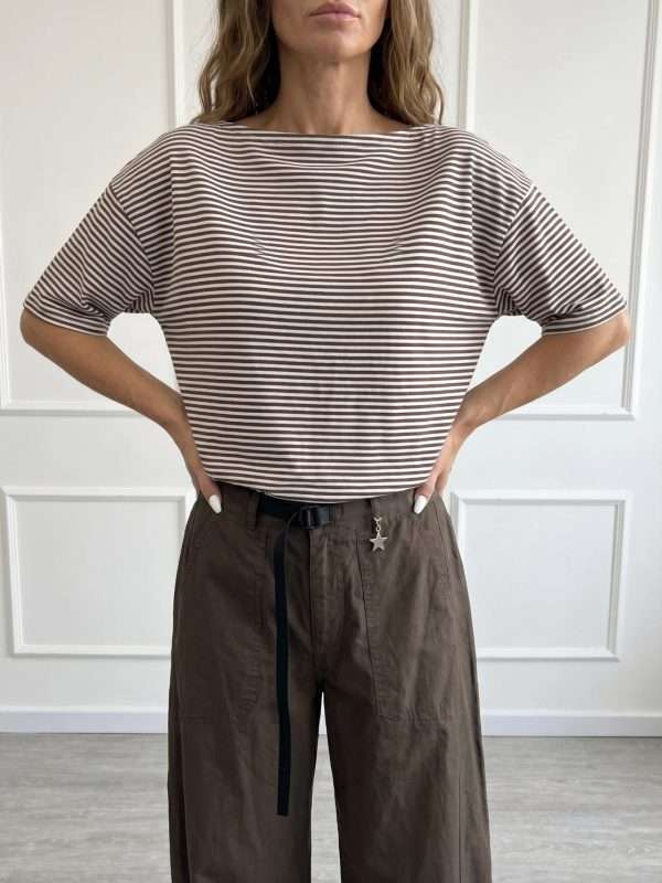 Maglia elegante da donna Susy Mix a righe con scollo a barca