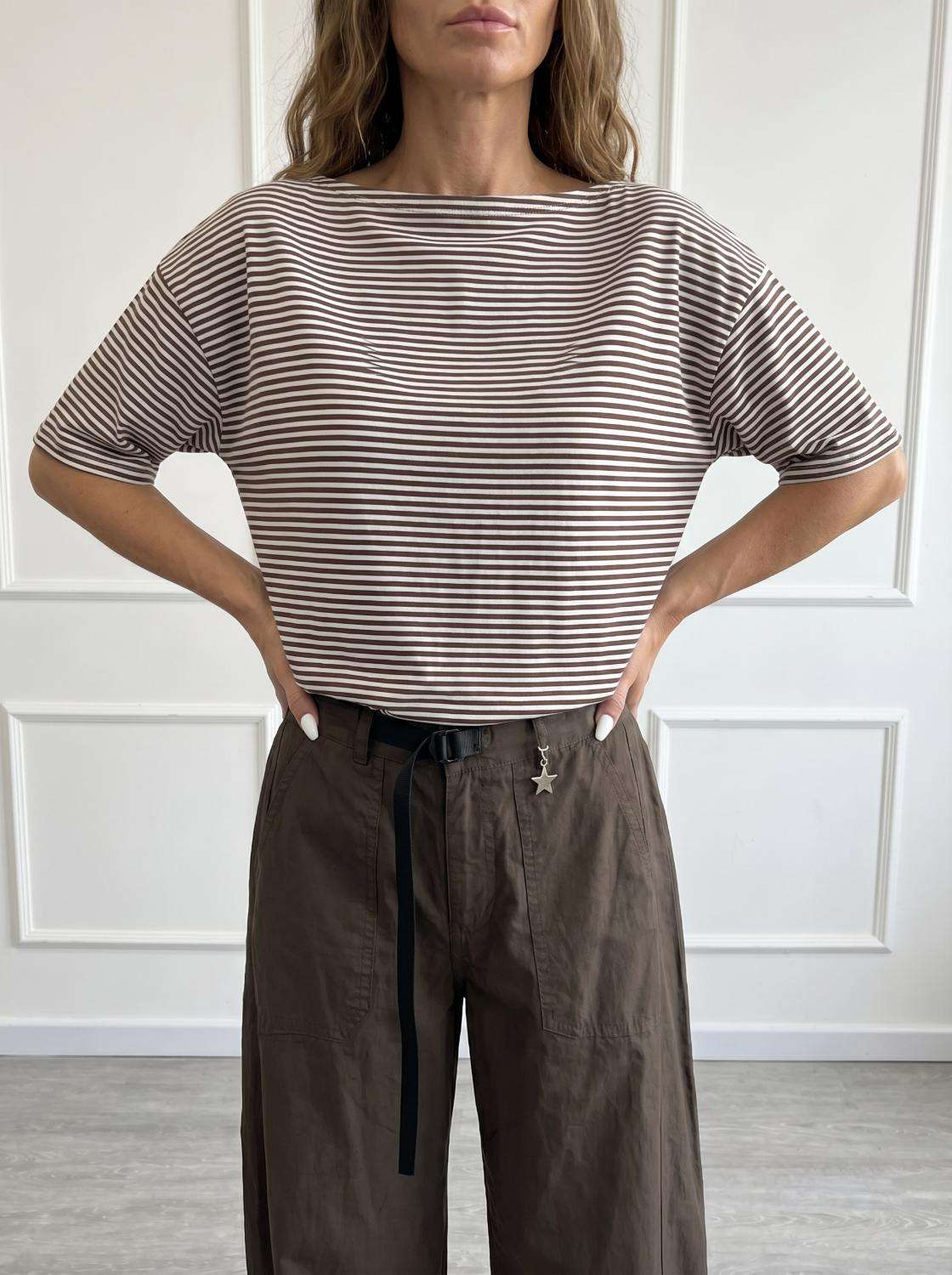 Maglia Elegante Donna Susy Mix a Righe Maglia elegante da donna Susy Mix a righe con scollo a barca