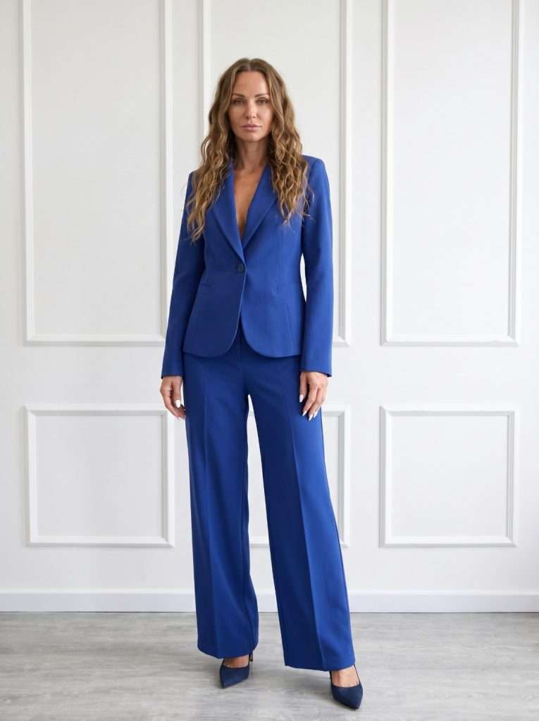 Giacca elegante da donna Maryley bluette monopetto sartoriale