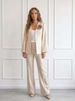 Completo elegante da donna Operà Fashion Beautiful con blazer e pantalone color panna
