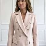 Giacca doppiopetto elegante donna Chiara Bruni color cipria dal taglio sartoriale