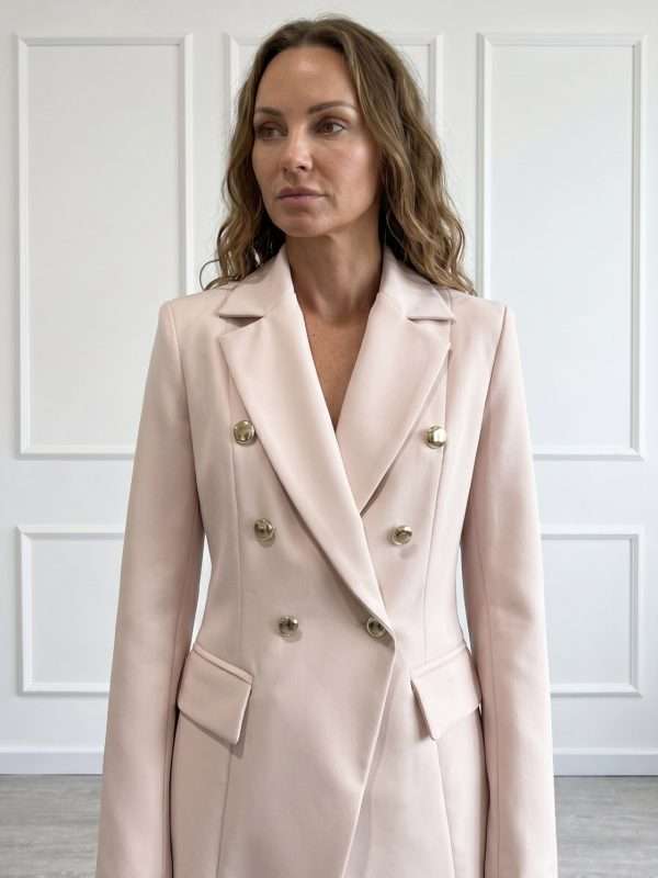 Giacca doppiopetto elegante donna Chiara Bruni color cipria dal taglio sartoriale