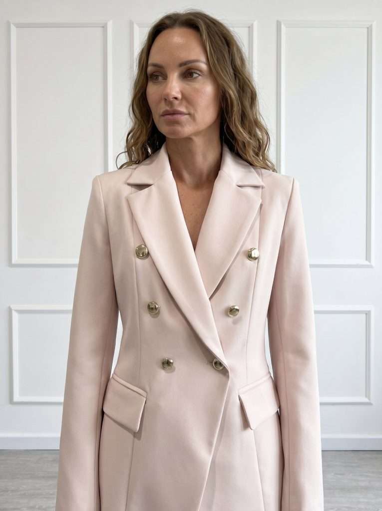 Giacca doppiopetto elegante donna Chiara Bruni color cipria dal taglio sartoriale