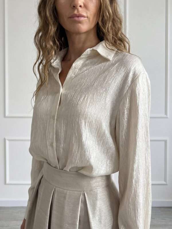 Camicia elegante da donna Antonello Serio effetto satinato color panna