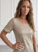 Blusa elegante donna Chiara Bruni con lavorazione ricamata