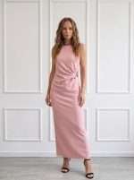 Abito lungo elegante donna Chiara Bruni con drappeggio laterale