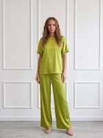 Completo donna elegante Chiara Bruni con blusa e pantalone a gamba ampia