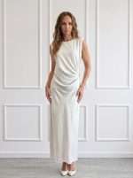 Abito lungo elegante donna Chiara Bruni con drappeggio laterale