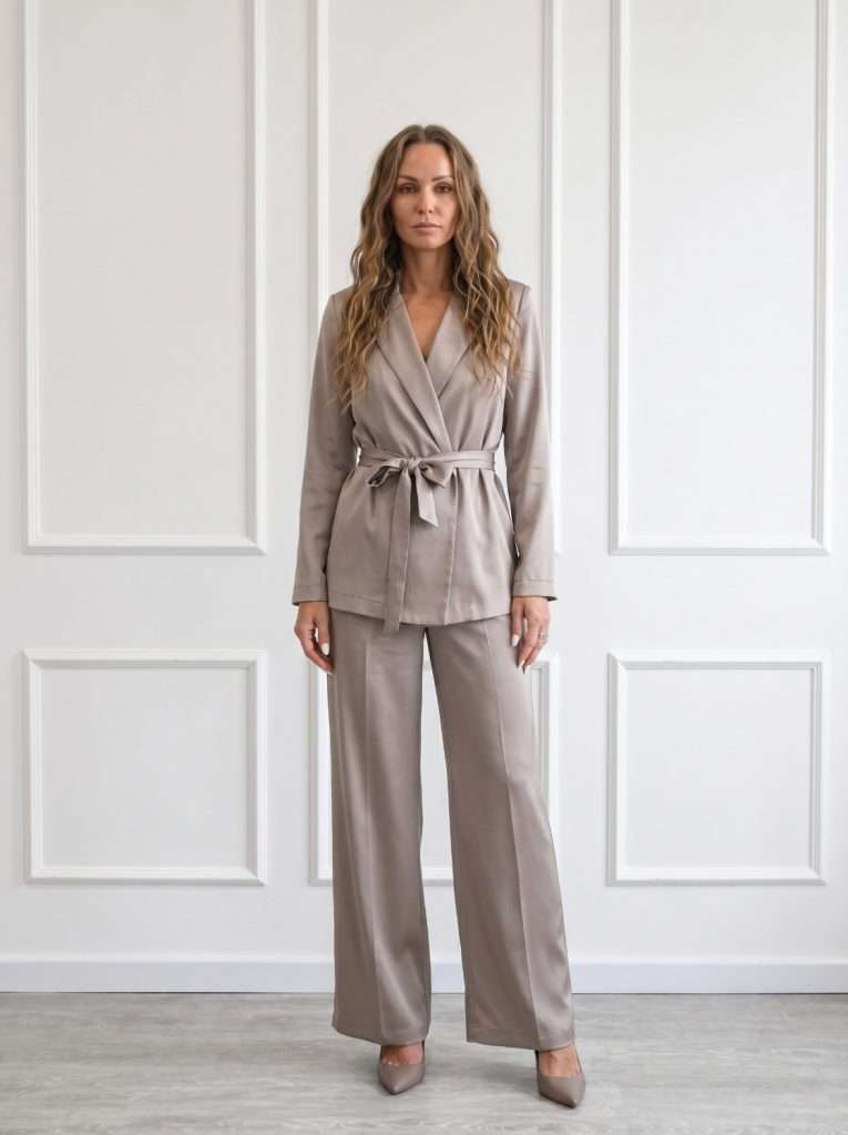 Completo donna elegante sartoriale Chiara Bruni con giacca e pantalone a gamba ampia