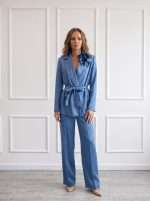 Completo donna elegante sartoriale Chiara Bruni con giacca e pantalone a gamba ampia